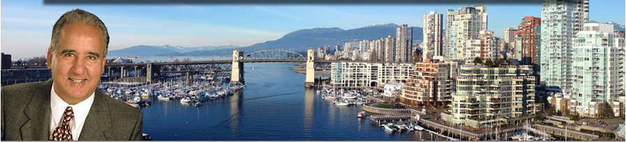 Realtor ® Nat Dhaliwal superimposed over English Bay Vancouver Skyline